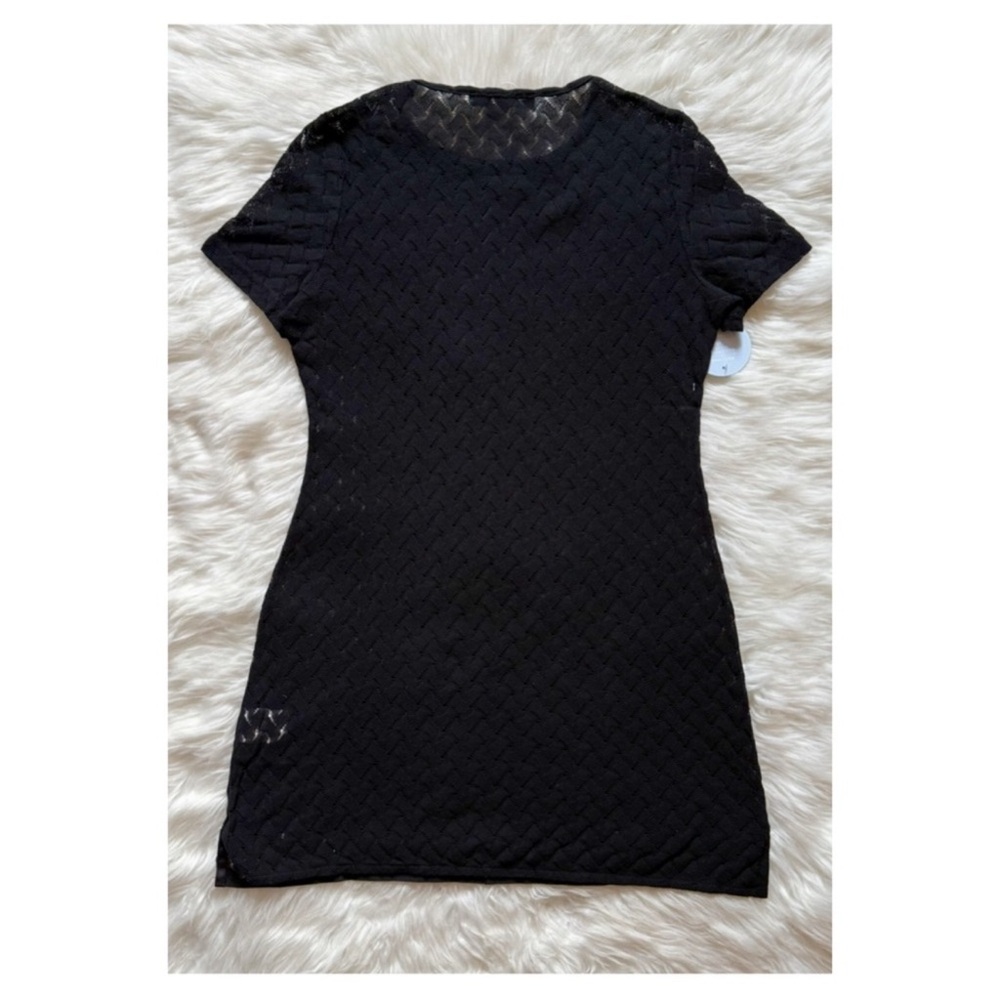 New! Hill House The Palma Raschel Knit Crochet Mini Dress Coverup in Black - Picture 5 of 7